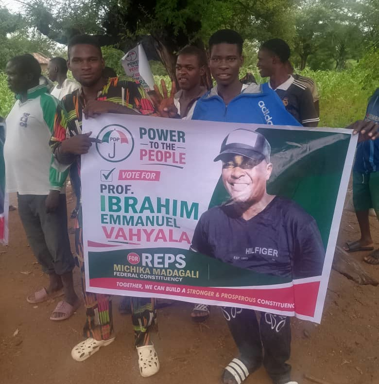 Community members with campaign materials
